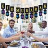 Eid Mubarak Banner with Lantern Tassels Ramadan Kareem Islamic Festival Party Decor Muslim Home Wall Hanging for Eid Adha Gifts