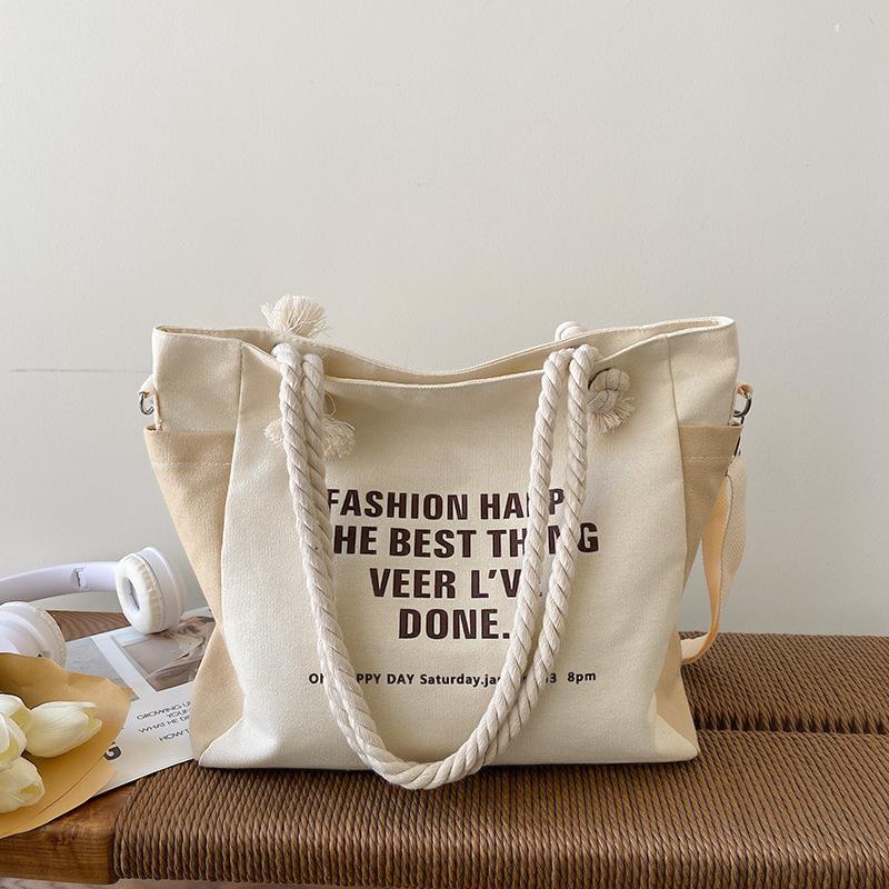 

Нова проста полотняна жіноча сумка великої ємності Конопляна мотузка Ручна сумка Сумка на плече білий