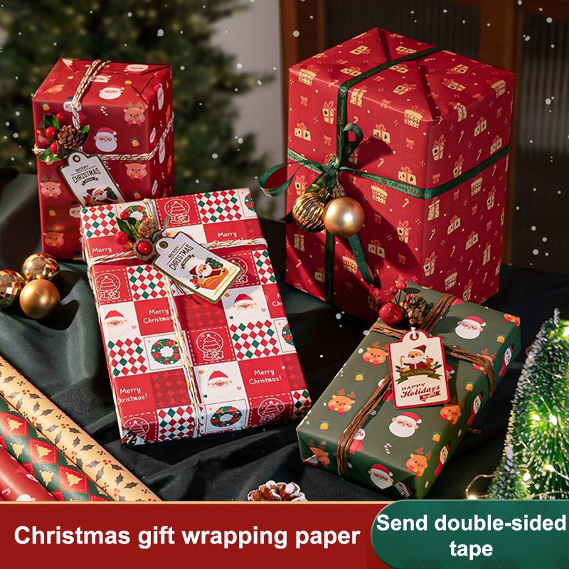 5 Blatt 70*50Cm Weihnachtspapier Niedlicher Hirsch Weihnachtsmannkraft Geschenkverpackungspapier Für Geschenke Handgemachte Geschenke Verpackung
