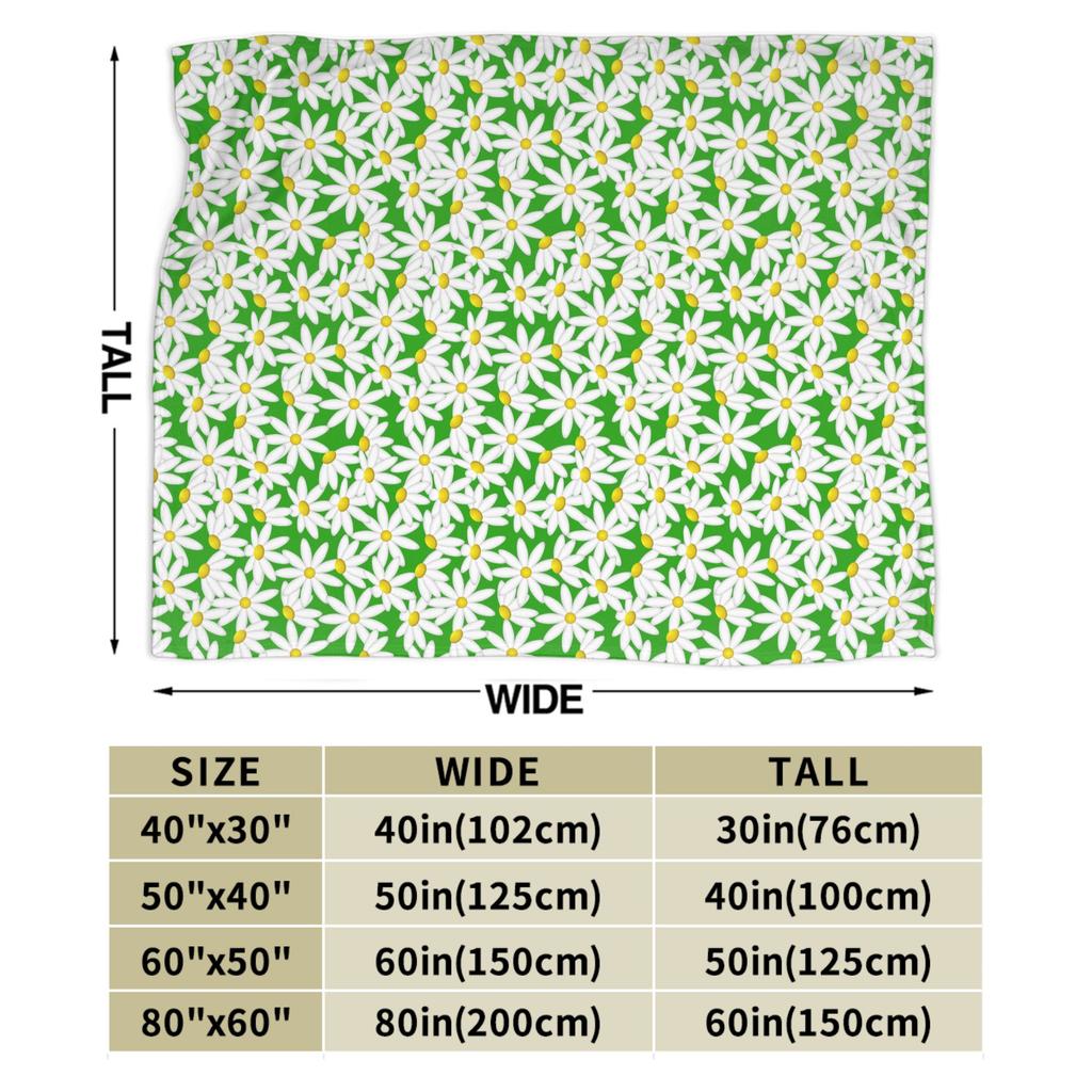 Warm Soft Throw Blanket Travel Office Daisy on a green background pattern Blankets  Flannel Bedspread For Outdoor Sofa Bed Cover
