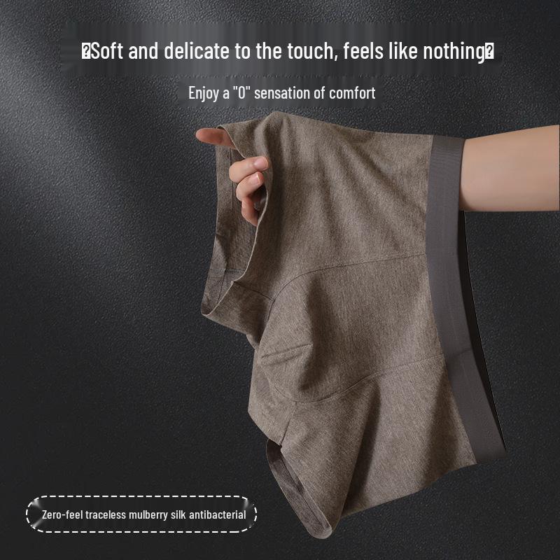 Men's Brushed Seamless Winter Boxer Briefs – Soft, Warm, Antibacterial Silk Trunks