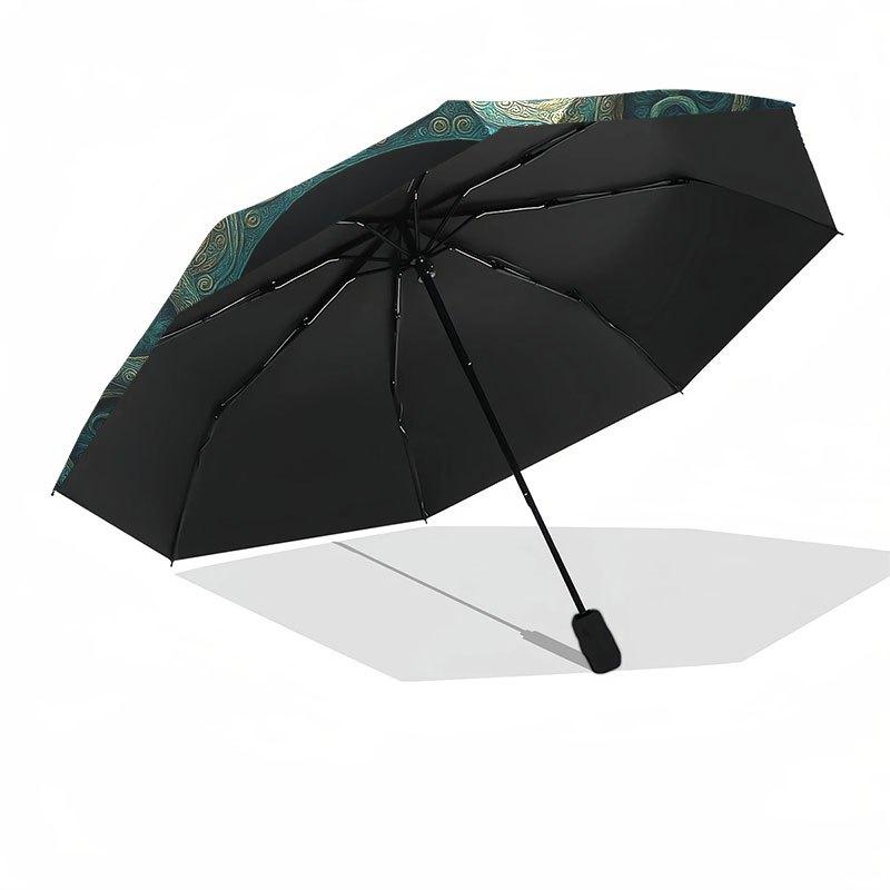 Enchanted Octopus Art Print: Mystical Sea Creature DecorUmbrella with Cute Design, Portable 3-Fold Compact Umbrella for Men & Women, Valentine's Day M