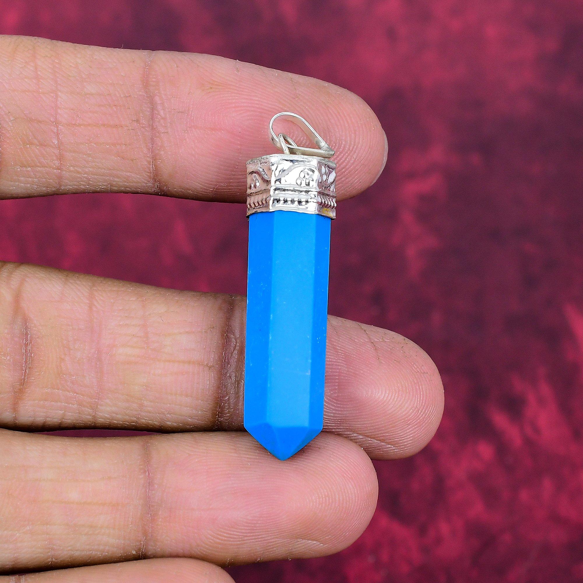 

Подвеска из драгоценного камня ручной работы с синей бирюзой, антикварная ювелирная подвеска из стерлингового серебра 925 пробы, для подарка на помолвку 1.77 Inches