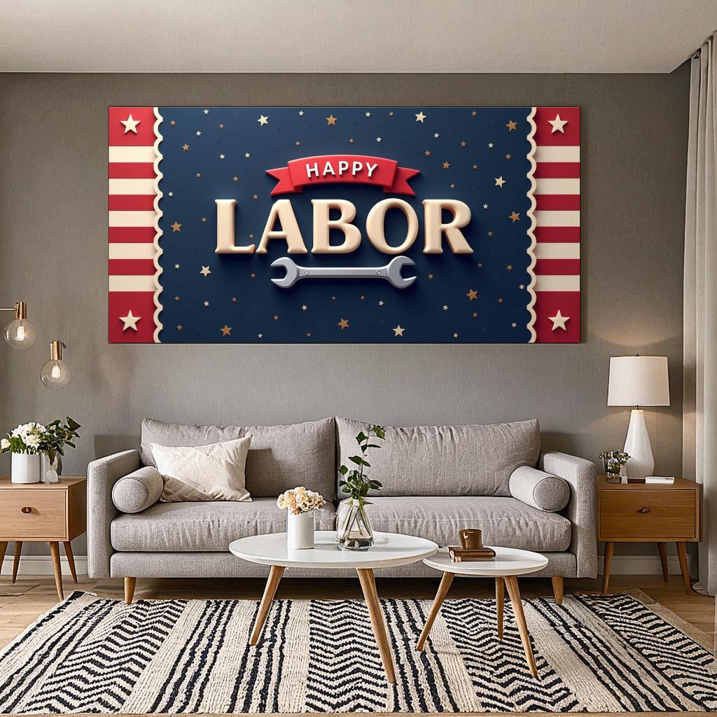 Decorative Design Labor Day Banner Festive Design Labor Celebration Banner for Event Decoration Holiday Celebration Indoor Use