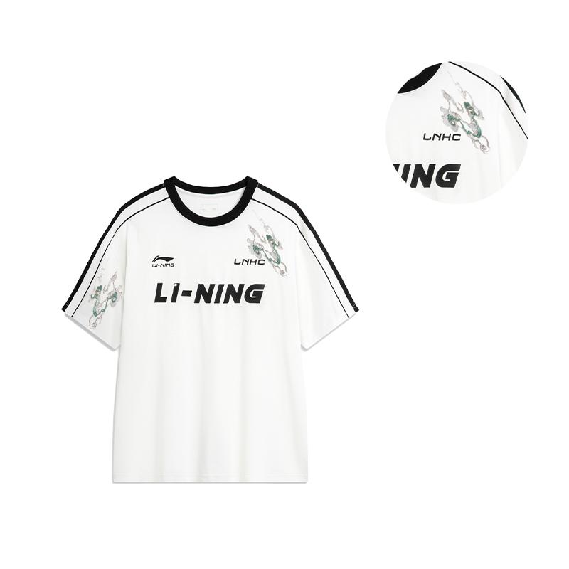 Li Ning Letter Print Loose Comfortable Short Sleeve T-Shirt Unisex Tops White AHSU657-1(TEAM702-3.4.14)