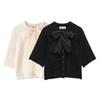 2024 Women's Winter Transparent Yarn Knit Top with Bow Brooch - European & American Style Fashion