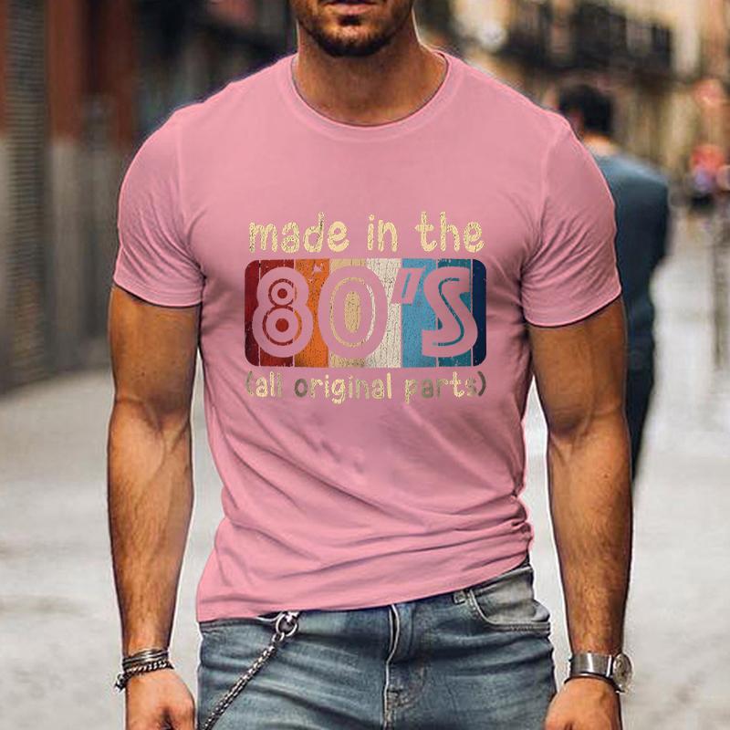 Pánská trička Vyrobená v 80. letech Všechny originální díly Retro Vintage Letní tričko pro muže Ležérní trička s kulatým výstřihem Streetwear Topy