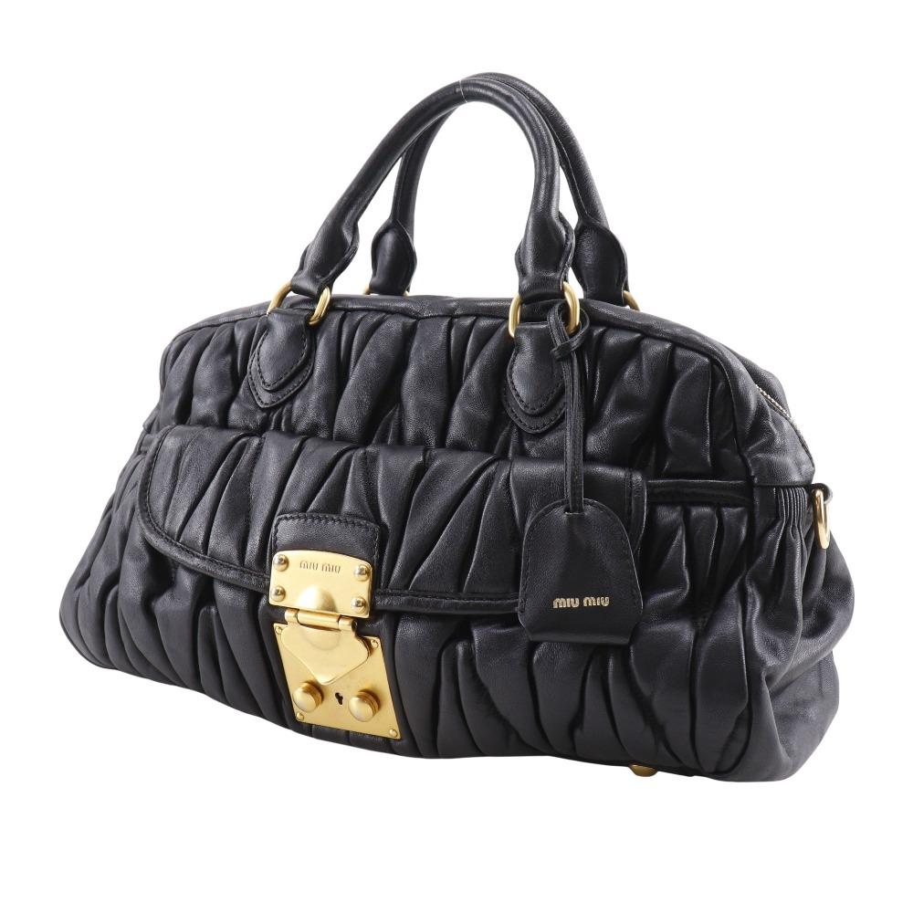 MIUMIU Materasse Handbag RR1300 black leather Women Used
