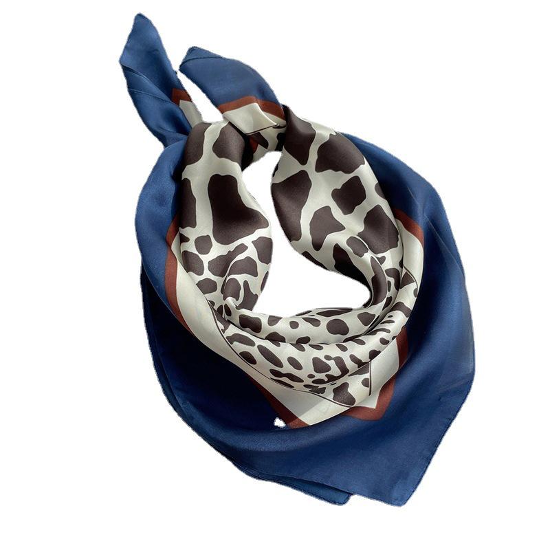 Women's 70cm Leopard Print Silk Scarf - Versatile Square Scarf for Professional and Casual Wear