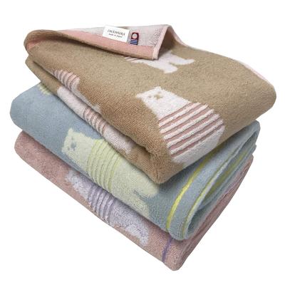 Imabari Cotton Bath Set of Border Bear 60x120cm Towels, Towels, 3, Pattern, (3 Colors)