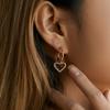 Classic Romantic Heart Shape 18k Gold Plated Copper Stud Earrings For Women