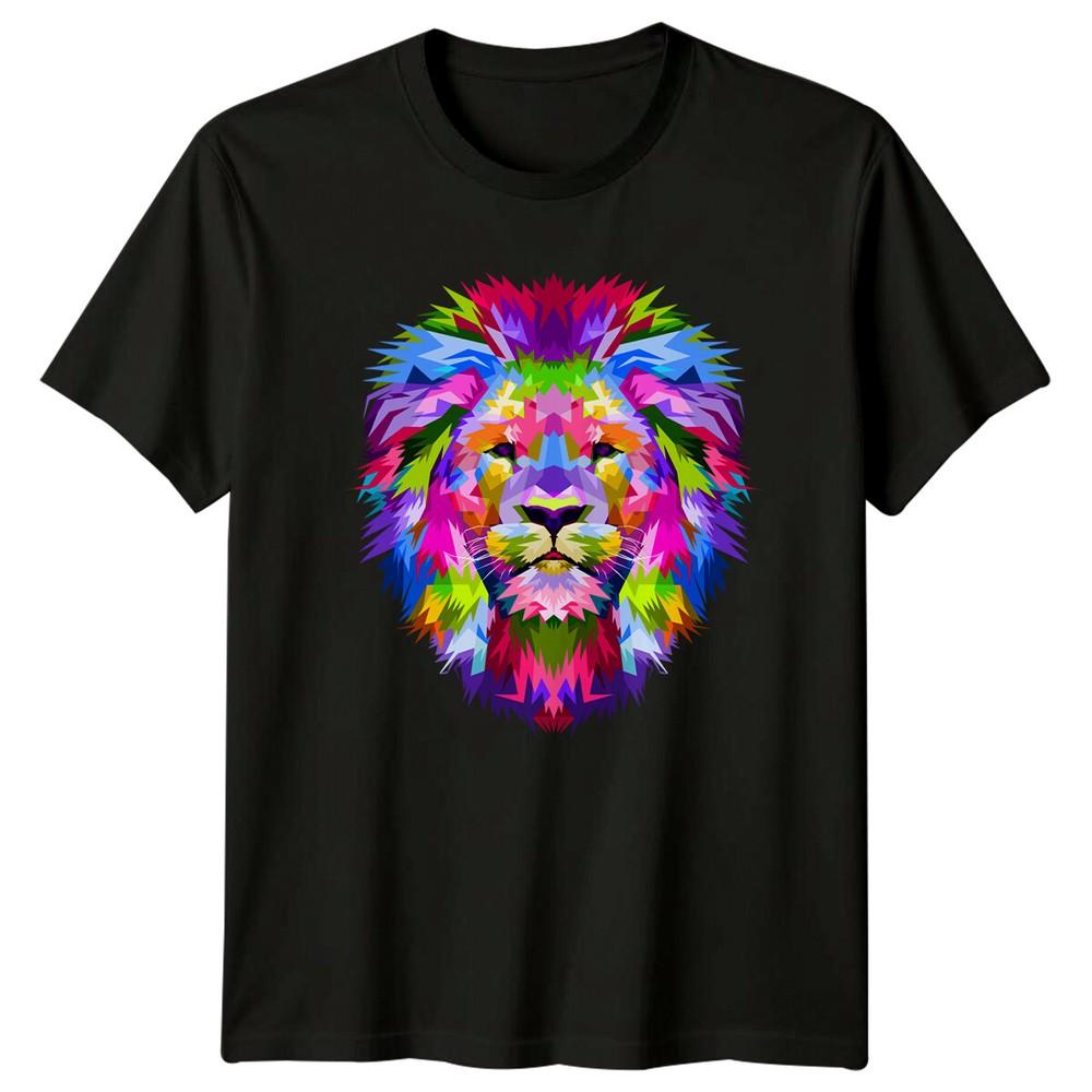 

Colorful Lion Head Animals Mens T-Shirt Womens Graphic Tee Unisex Top M