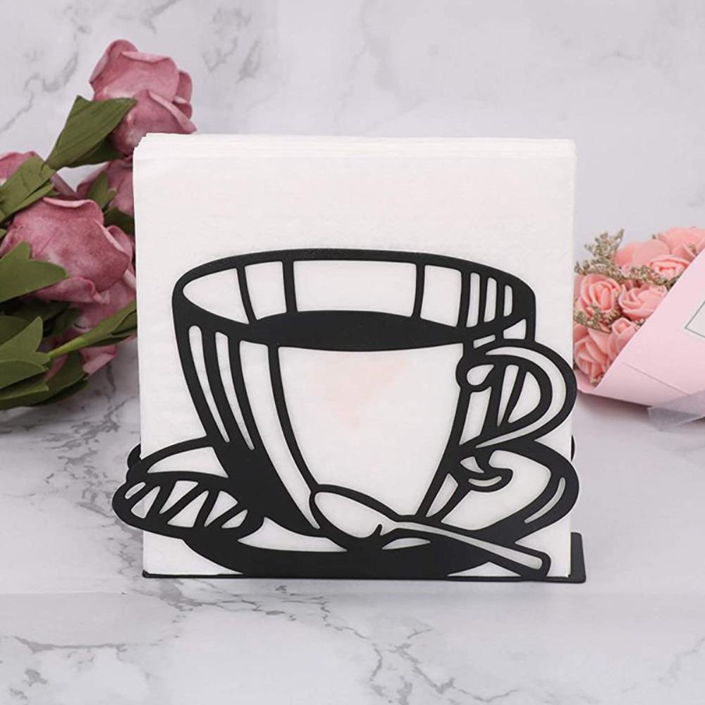 1 unidad de Portarrollos de Metal Vertical con Diseño de Taza de Café para Mesa de Comedor, Decoración de Hogar, Hotel o Cafetería