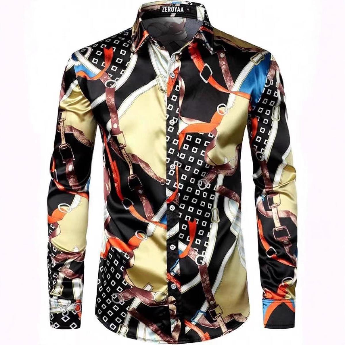 

Мужская модная рубашка с длинным рукавом с 3D цифровой печатью - Коллекция весна-осень M цветочный