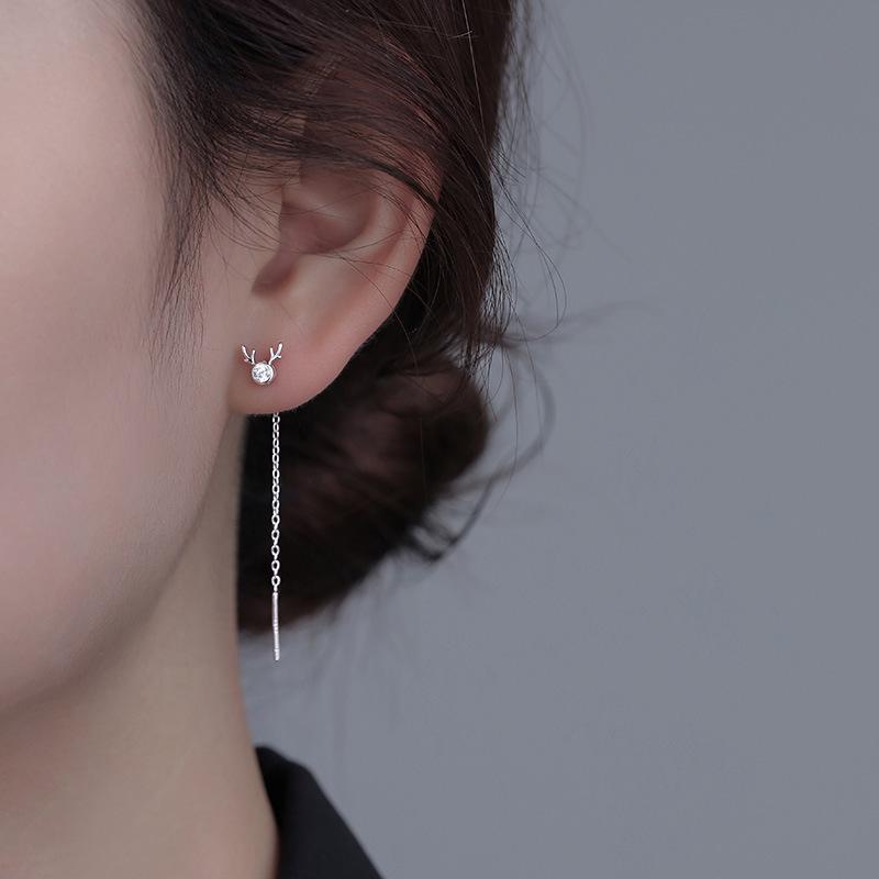 Náušnice s třásněmi Banyan Tree S925 Stříbro Paroh s vsazenými diamanty - Dámská vánoční edice.