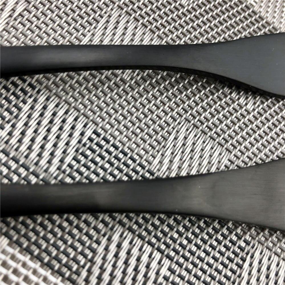 7Pcs Black Stainless Steel Flatware Dinnerware Set Matte Western Steak Knife Fork Dessert Spoon Set Kitchen Tableware Set
