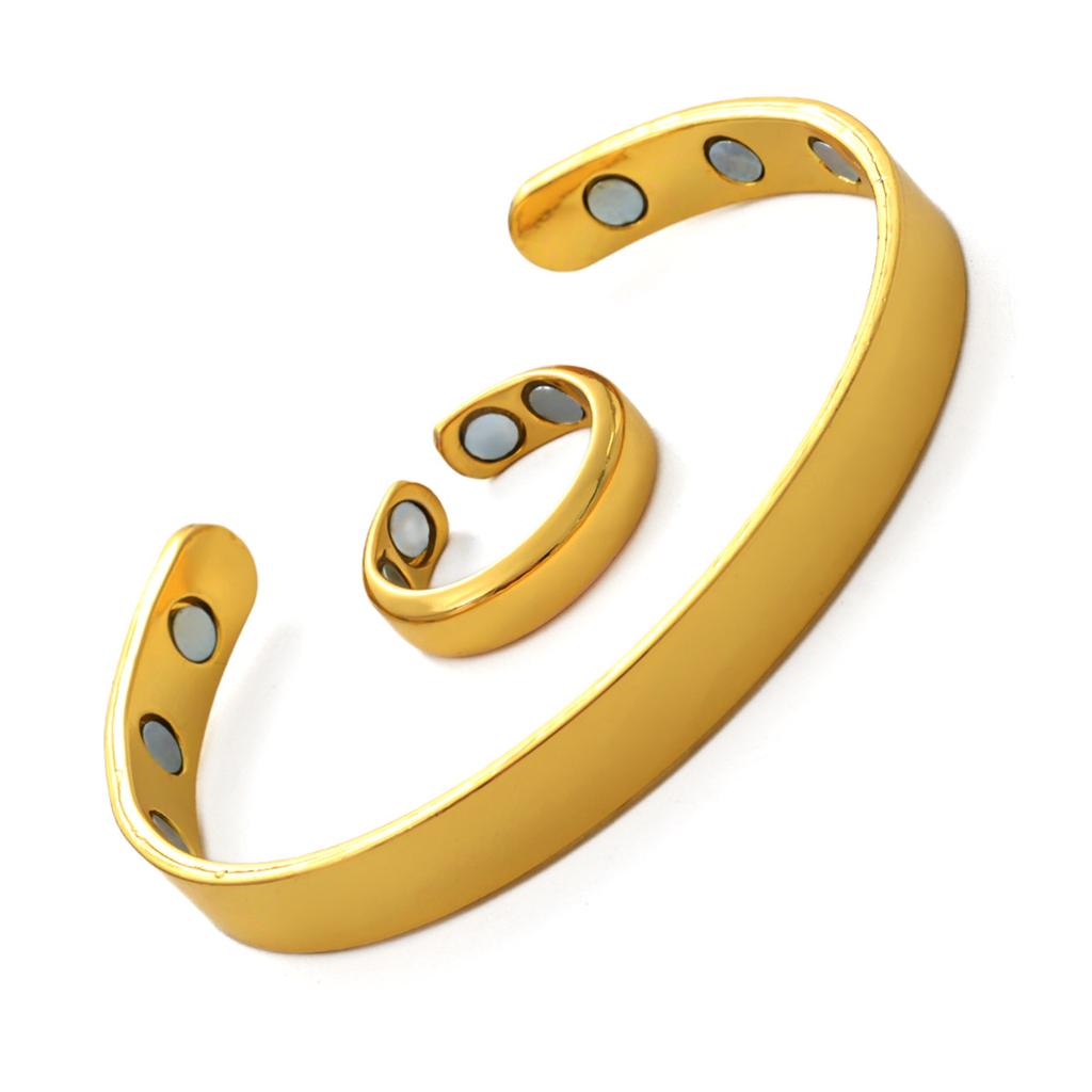 Magnetic Ancient Red Copper Brushed Opening Adjustable Bracelet Ring Spot Quick Delivery