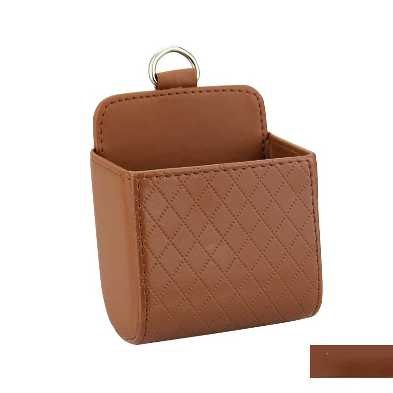 Multi Functional Car Storage Bag Universal Convenient Car Phone Bag PU Leather Exhaust Garbage Bin Phone Holder Item Storage Box
