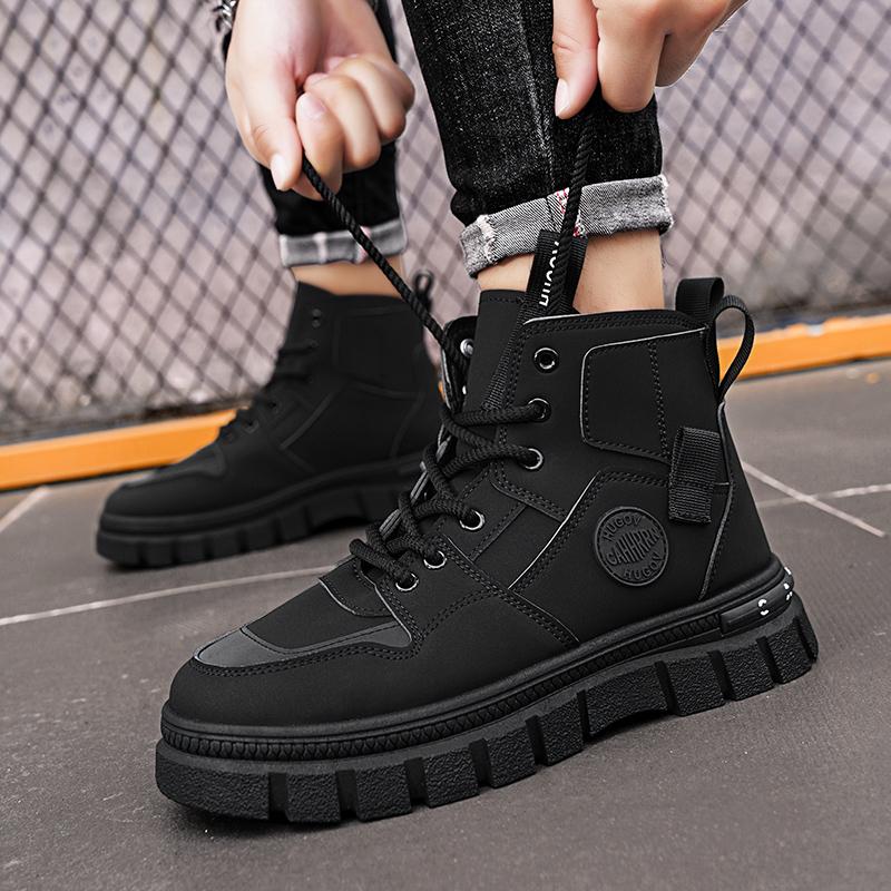 2026 High quality Shoes For Men Leather Boots High Tops Casual Shoes Young All Match Ankle Boots Male Work Boots Hiking sneakers