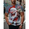 Men's Casual Short-Sleeve T-Shirt with Santa Print, Fashionable Crew Neck Top, Loose T-Shirt, New Year Gift