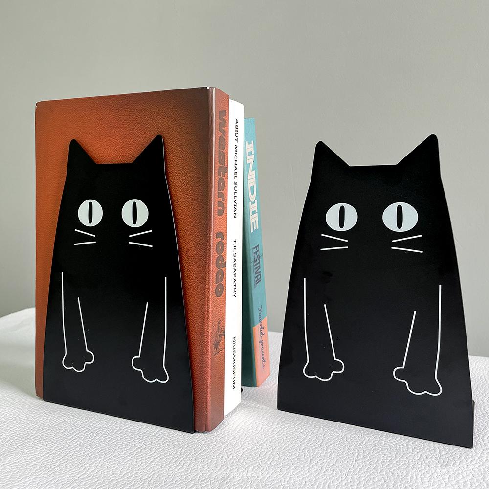 Niedliche Schwarze Katze Buchstützen Schwerlast Metall Buchstützen Büro Schreibtisch Zuhause Bücherregal Für Buchliebhaber Buchständer Bürobedarf