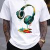 Dripping Headphones T Shirt Music Art Modern Streetwear Vintage Graphic Slightly Fashion Soft Top For Everyday Wear