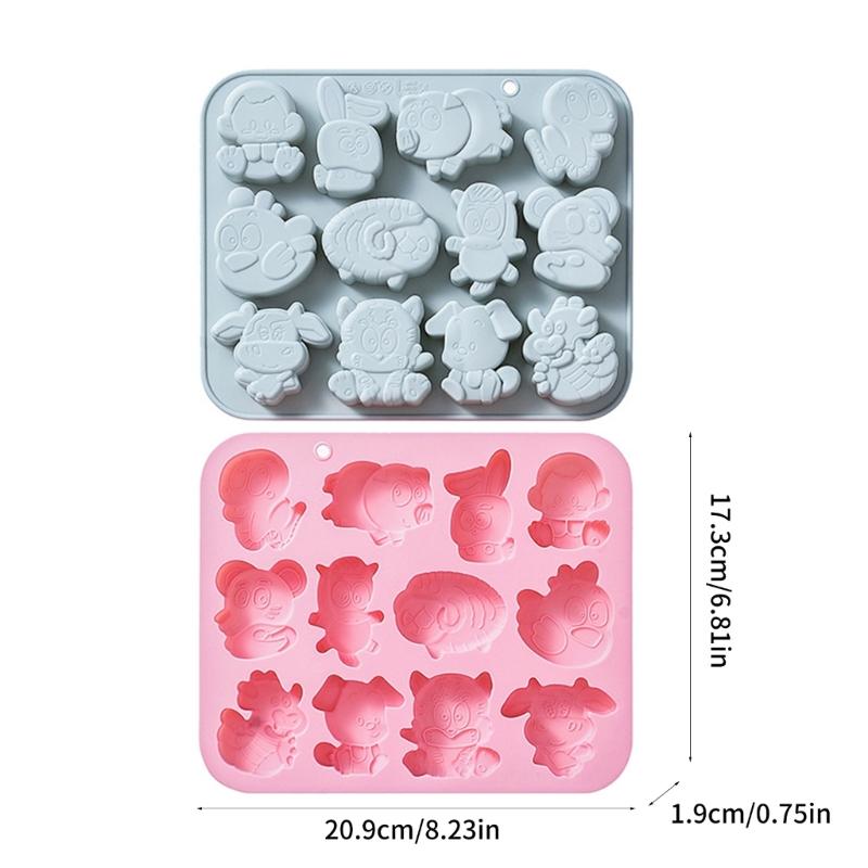 Silicone Fondant Molds Chinese Zodiac Shape Chocolate Moulds Candy Molds Silicone Material for DIY Hand-Making Use