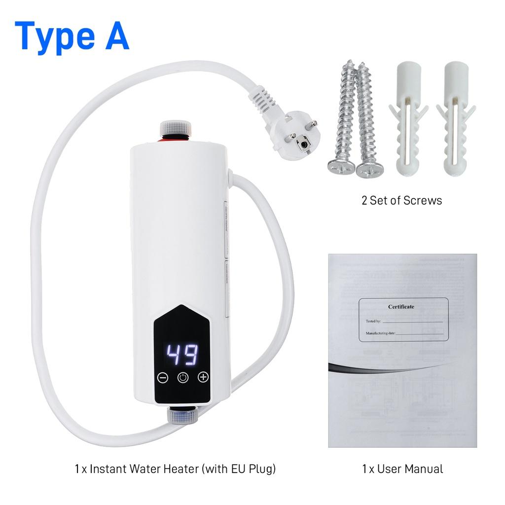 5500W IPX4 Heater Touch Control Instant Electric Water Heating Shower Set Mini LCD Digital Display Kitchen Bathroom Tankless Hot Water Faucet