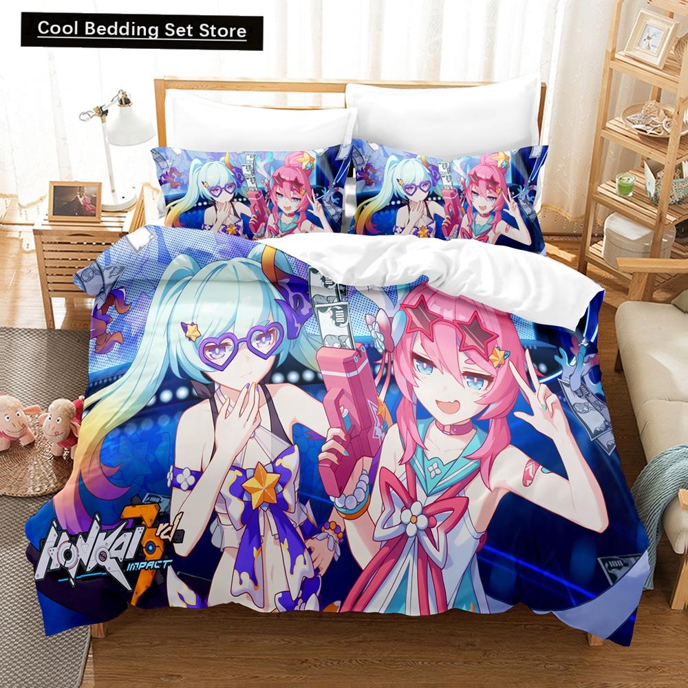 3D Anime Honkai Impact 3rd Bedding Set Printed Decorative 2_3pcs Duvet Cover Set Bedclothes Quilt Cover Home For Home Textiles