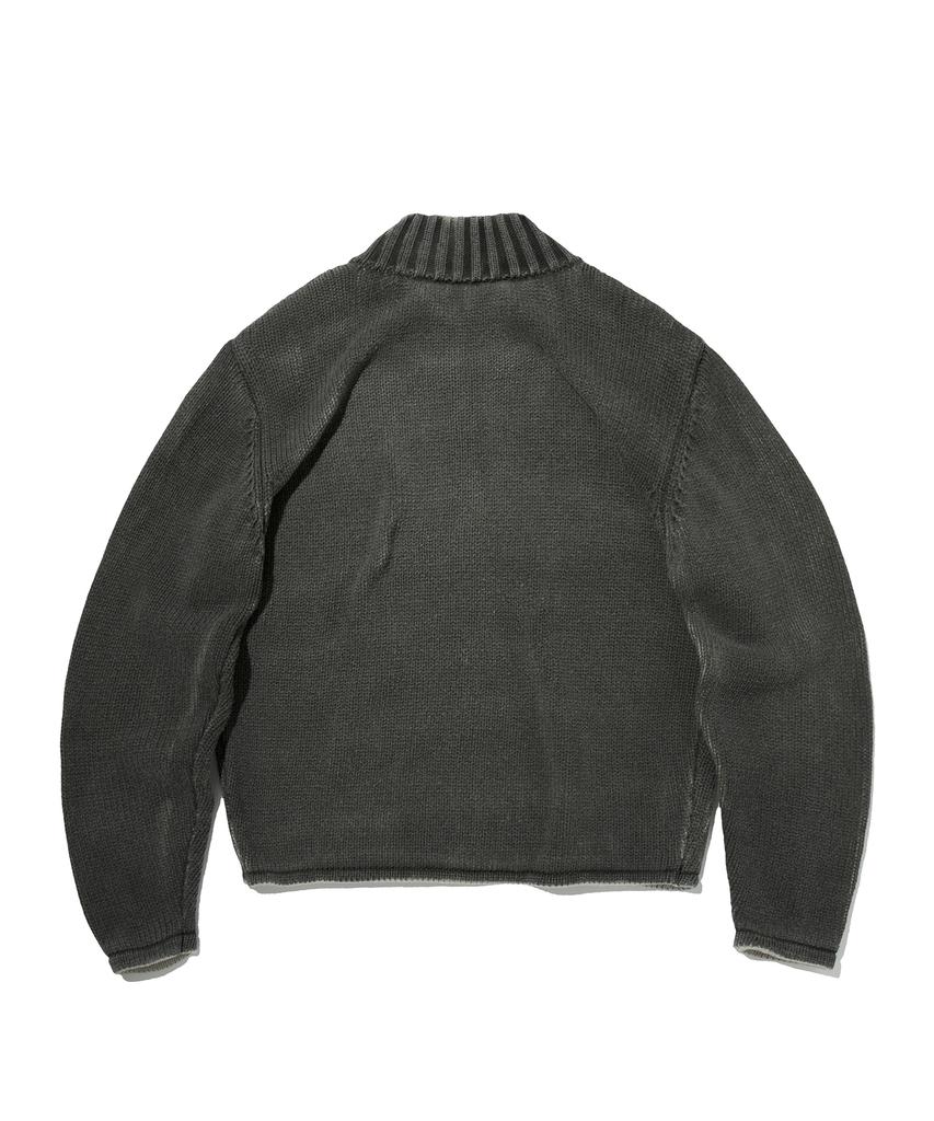 Suade Washed Knit Zip Up [Charcoal Gray]