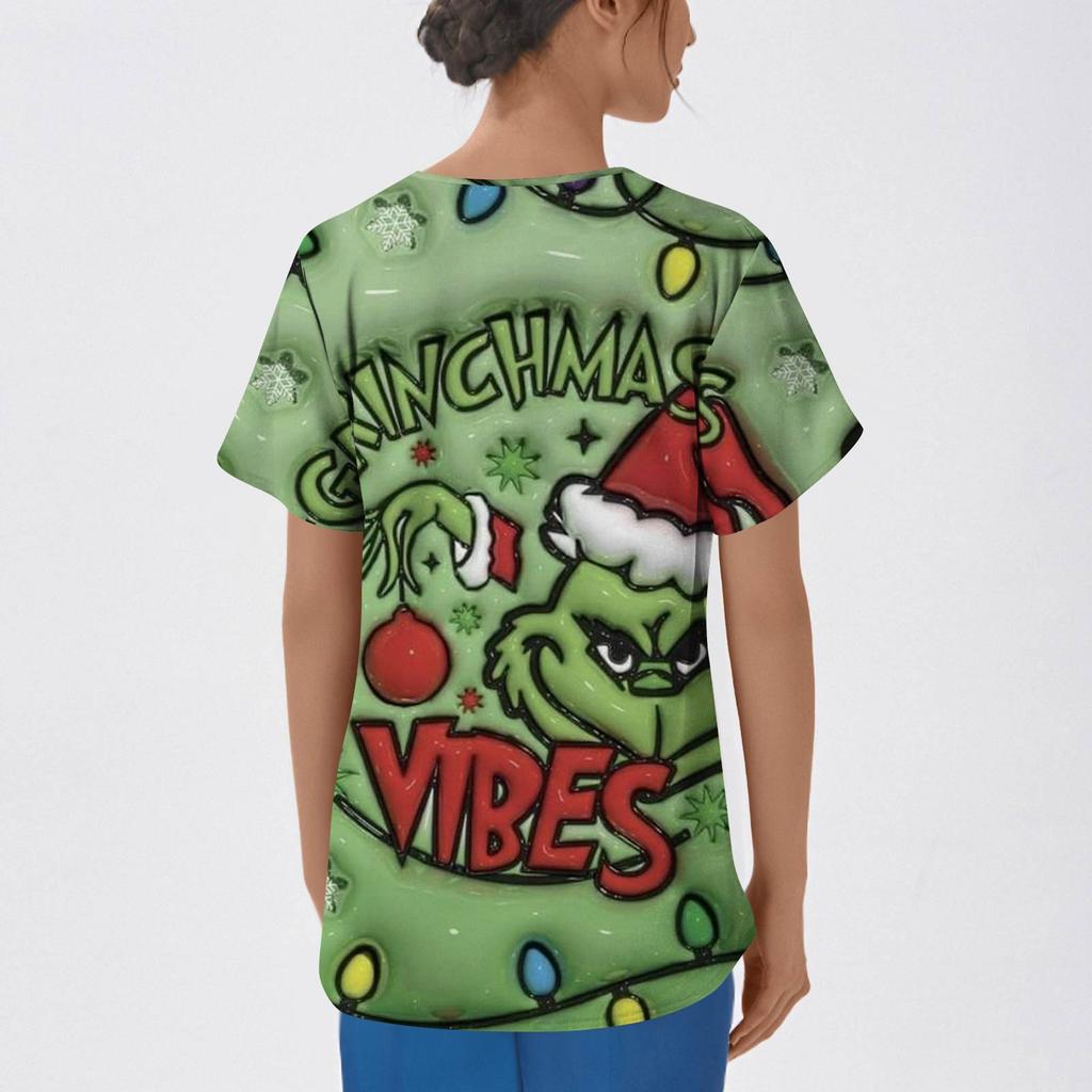 Dámská módní trička s krátkým rukávem a výstřihem do V s potiskem