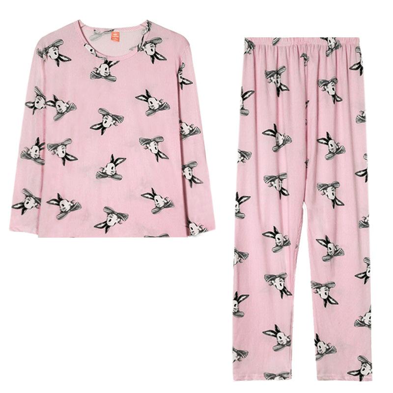 Cute rabbit pajamas female cute fun cartoon long-sleeved loungewear plus size casual wear suit
