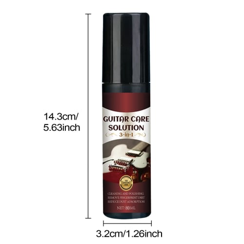 Guitar Fretboard Oil, 80ml 3-in-1 Guitar Care Liquid, String Cleaner, Fretboard Maintenance Oil, String Anti-Rust Lubricant. Guitar Fretboard Cleaner