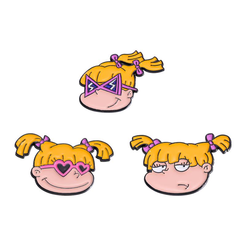 Naughty Cool Girl Enamel Pins Custom Yellow Haired Girl Brooches Lapel Badges Cartoon Funny Jewelry Gift for Friends