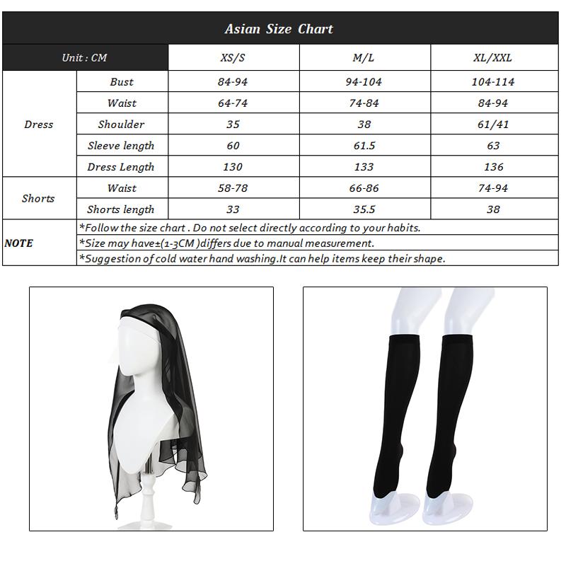 Nun Cosplay Costume Women Fancy Dress Set Halloween Party Roleplay Outfit Adult Nun Dress Black Fancy Cosplay Dress Up