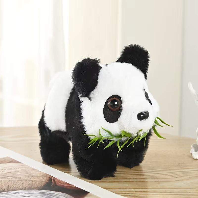Children learn to climb toys 1PCS electric music simulation plush national treasure panda walking wag tail pet children's toys