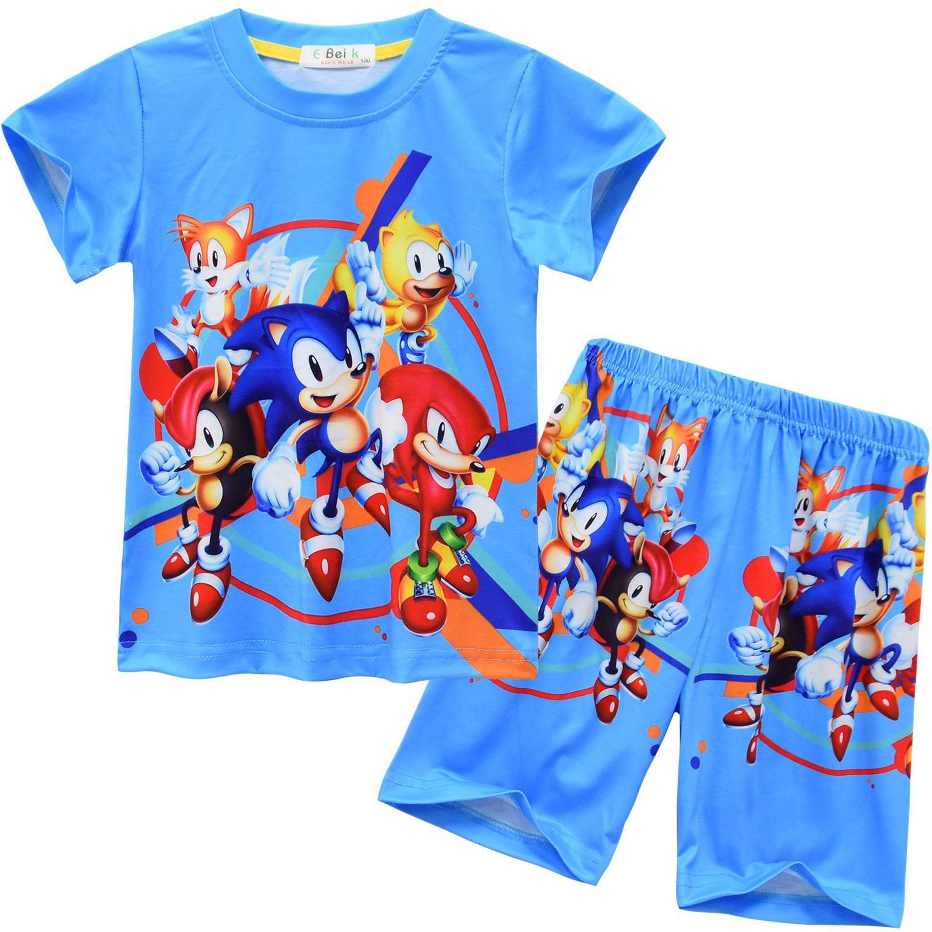 

Children S Cartoon Digital Printing Set, Medium And Older Children S Short-Sleeved Loungewear Set 896 110
