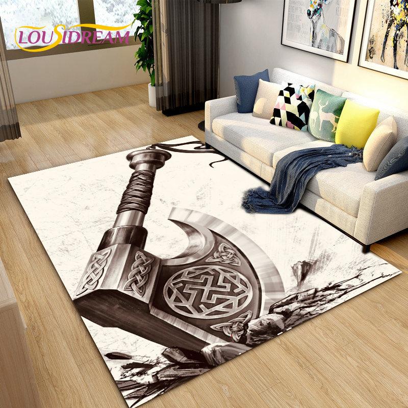 Vikings Nordic Mythology Odin Area Rug,Carpet Rug for Living Room Bedroom Sofa Doormat Decoration,Kids Play Non-slip Floor Mat
