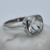 Natural White Sapphire Square Cushion Cut Silver Ring 22.60 Ct certified AR-3135-Sa