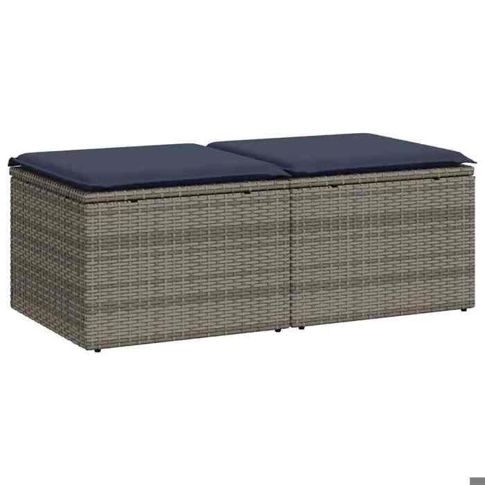 VidaXL Garden Lounge Set 2 Pcs with Gray Cushions Wicker Acacia, Outdoor Sofa Set, Garden Furniture 3328664