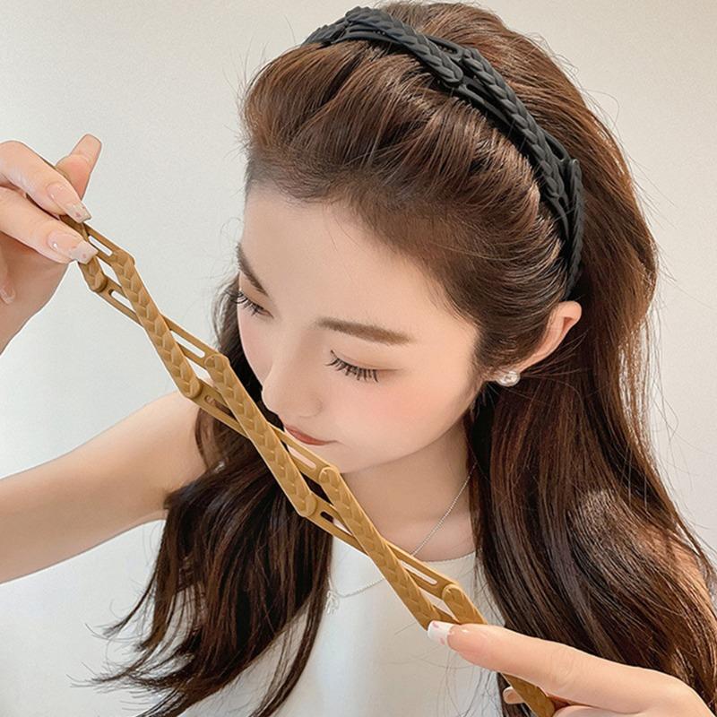 Creative Foldable Hairbands Women Retractable Portable Telescopic Toothed Non-slip Ear of Wheat Hair Tie Stretchable Headwear