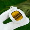 925 Sterling Silver Radiant Natural Tiger Eye Wife Engagement Pendant Jewelry