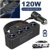 QC3.0+PD 3.1A Car USB Charger 12V-24V 4-Socket Car Cigarette Lighter Splitter 120W Phone Power Adapter USB Phone Charger Adapter
