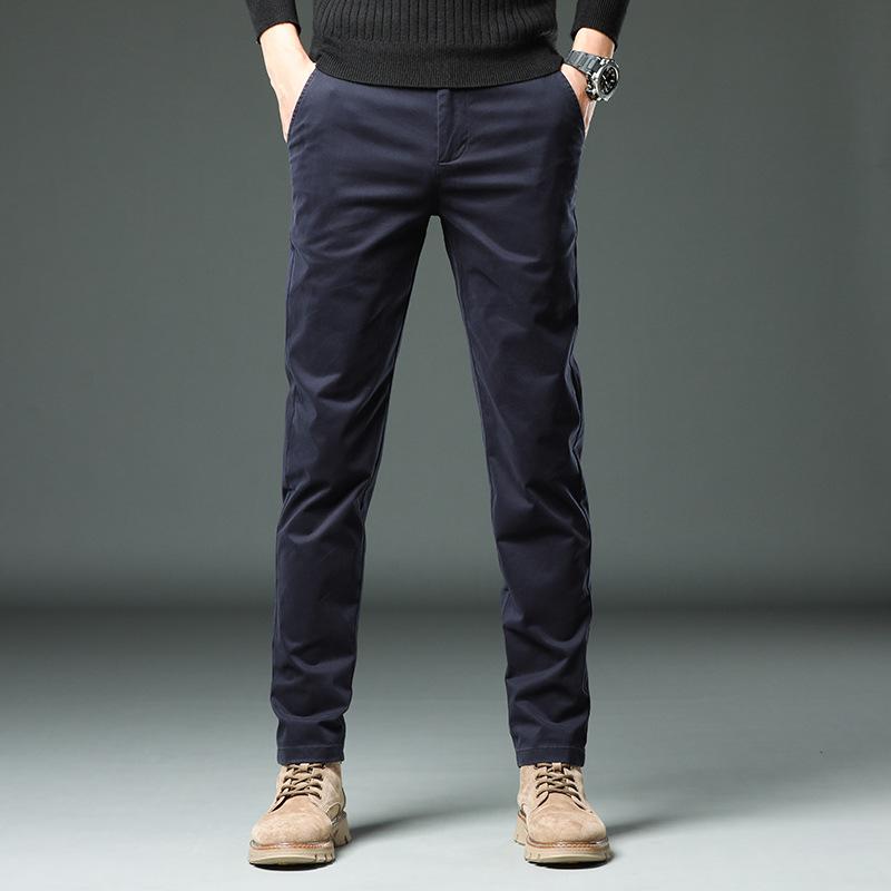 2024 Spring And Autumn New Product Plush/Regular High End Casual Pants For Men, Slim Fit Straight Leg Business Pants, Trendy Pants