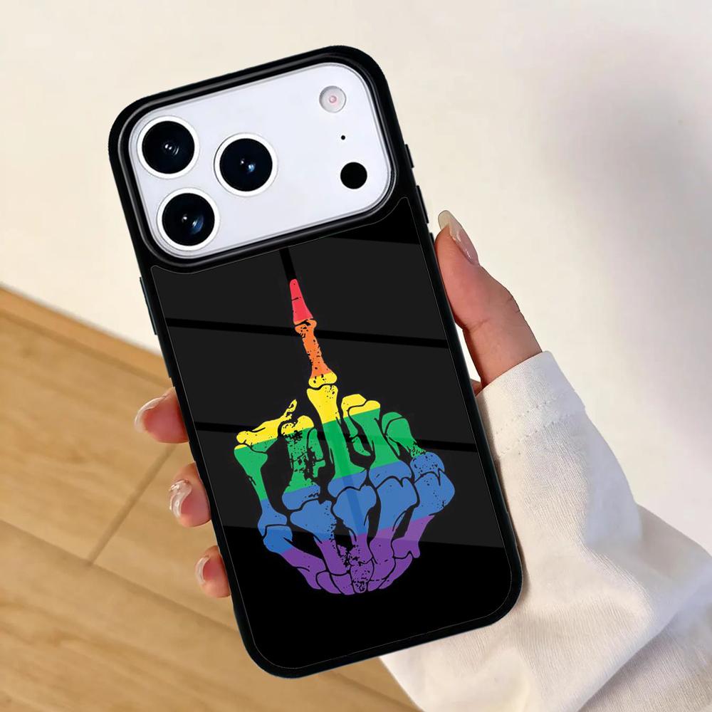 Rainbow Gay LGBT Finger Phone Case For Apple iPhone 17 Air 16 Pro Max 15 Pro Max 14 13 12 11 Mini Back Cover