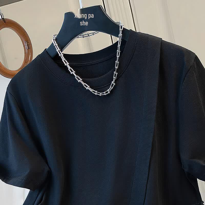 Women's Asymmetric Patchwork Short Sleeve T-Shirt