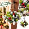 Ghirlanda di Natale Artificiale e Cesto Appeso, Decorazione Festiva per Porta d'Ingresso, Decorazione per Portico di Casa