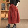 Johnature Woman Autumn Niche Elastic Waist Solid Color Casual A-Line Skirt Fashion Vintage Chinese Style Retro Skirt