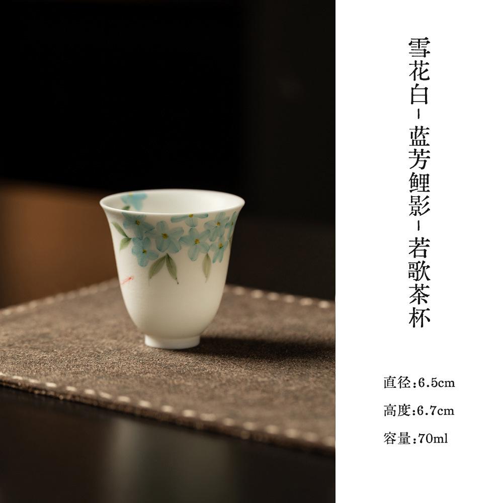 

2pc/lot Hand-painted Blue Flowers Teacup Luxury Tea Bowl Set Of Cups Tea-tasting Personal Cup Chazhan Master Cups Teaset 70ml As Your Choose