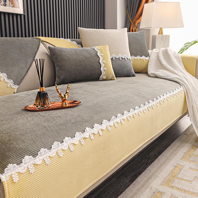 Corduroy Sofa Cover Four Seasons Universal Living Room Non-Slip Sofa Cushion Cover Velvet Full Cover Furniture Protection Cover